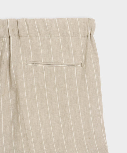 Italian Linen Pinstripe Leisure Short - Beige