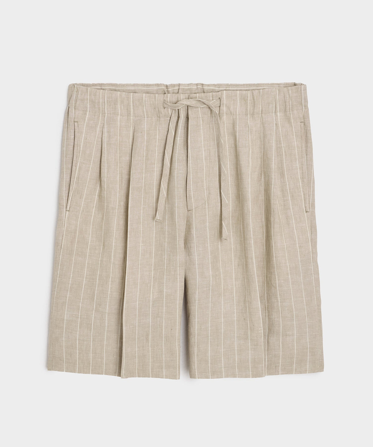 Italian Linen Pinstripe Leisure Short - Beige