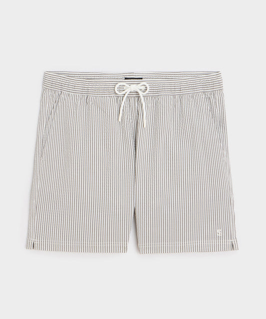 5" Seersucker Montauk Swim Trunk - Olive Drab