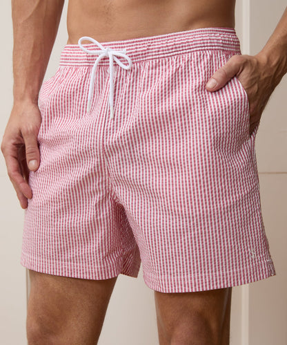 5" Seersucker Montauk Swim Trunk - Red