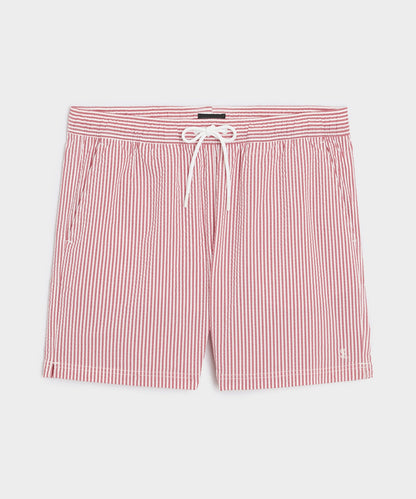 5" Seersucker Montauk Swim Trunk - Red