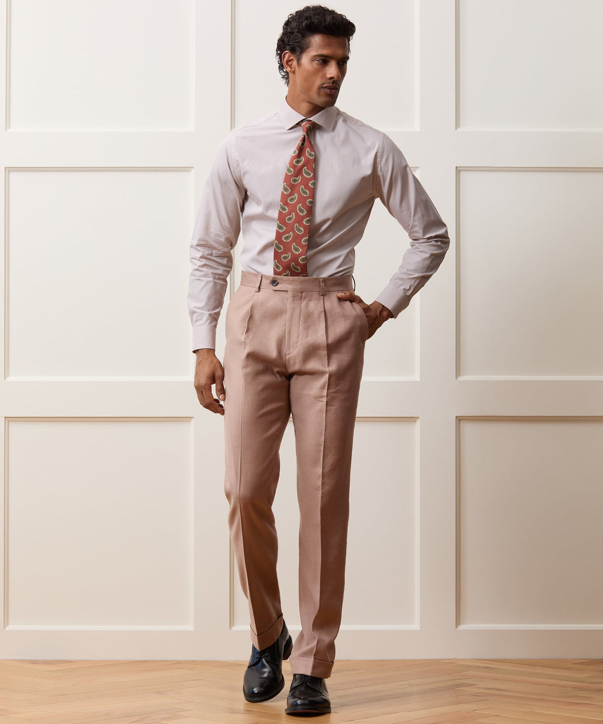Italian Linen Blend Madison Trouser - Mauve