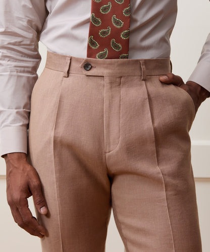 Italian Linen Blend Madison Trouser - Mauve