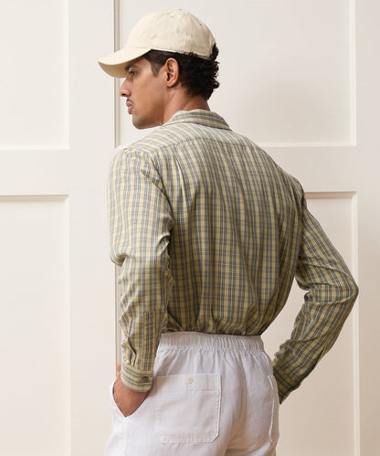 Sand-Washed Silk Studio Shirt - Khaki