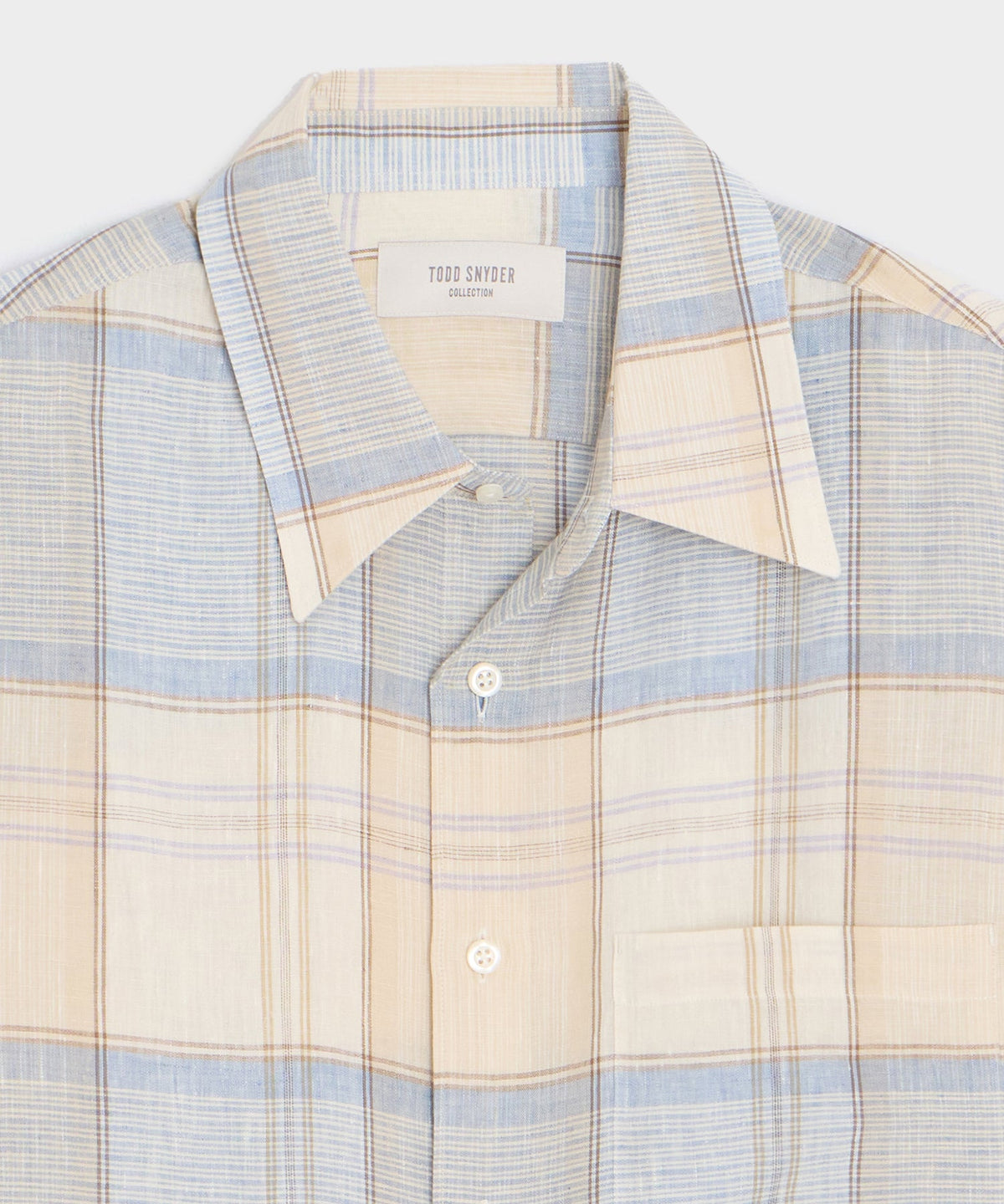 Italian Linen Plaid Big Shirt - Cream