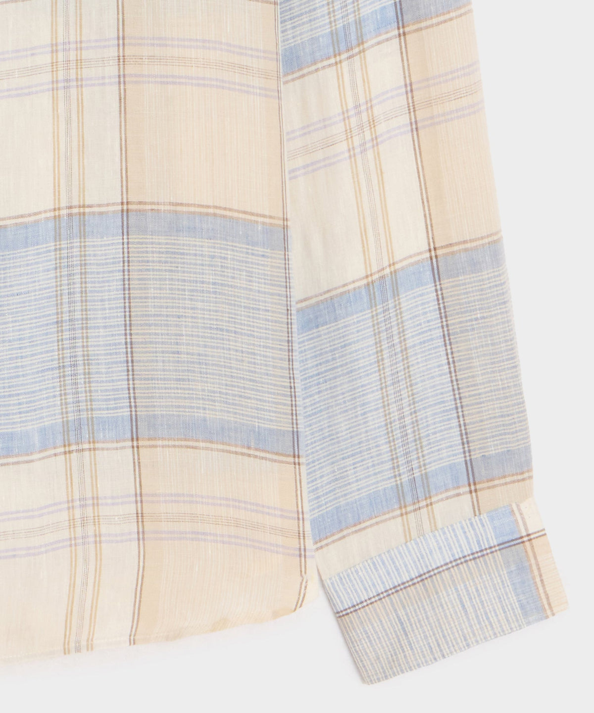 Italian Linen Plaid Big Shirt - Cream