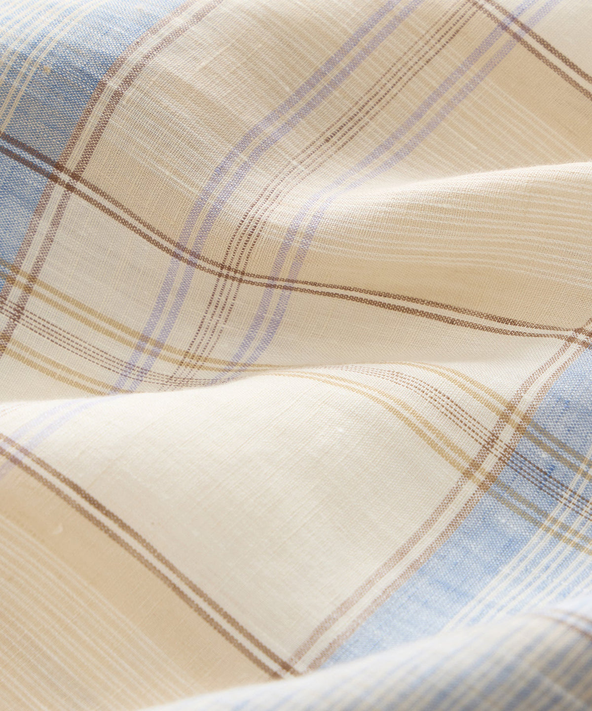Italian Linen Plaid Big Shirt - Cream