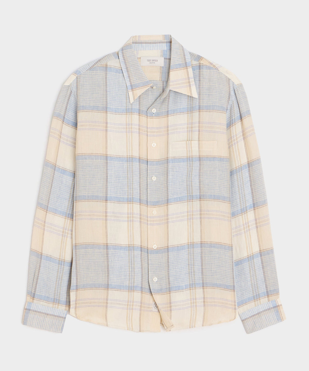 Italian Linen Plaid Big Shirt - Cream
