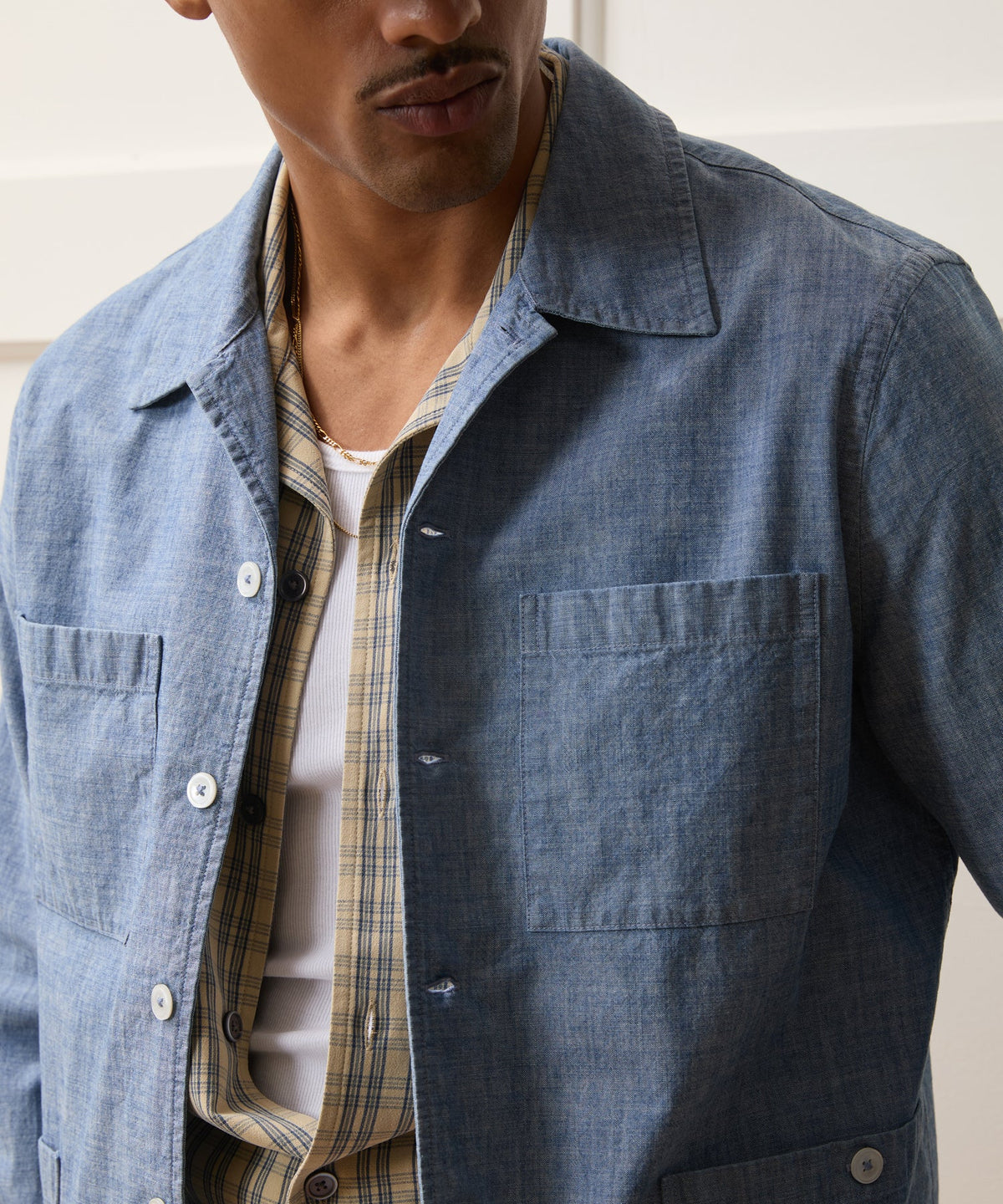 Chambray Guayabera Shirt - Light Indigo
