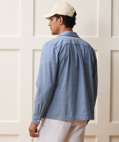 Chambray Guayabera Shirt - Light Indigo