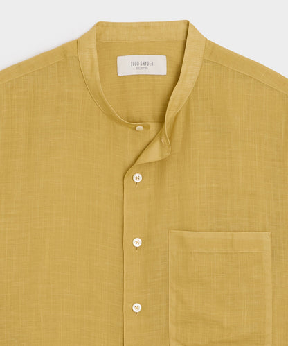 Voile Band Collar Big Shirt - Golden Straw