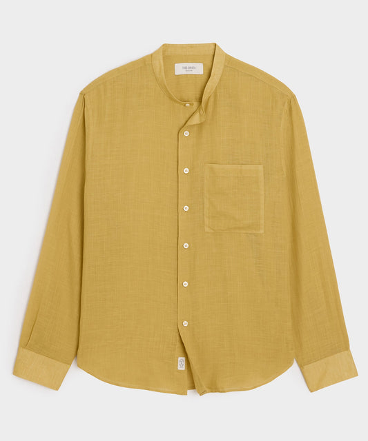 Voile Band Collar Big Shirt - Golden Straw