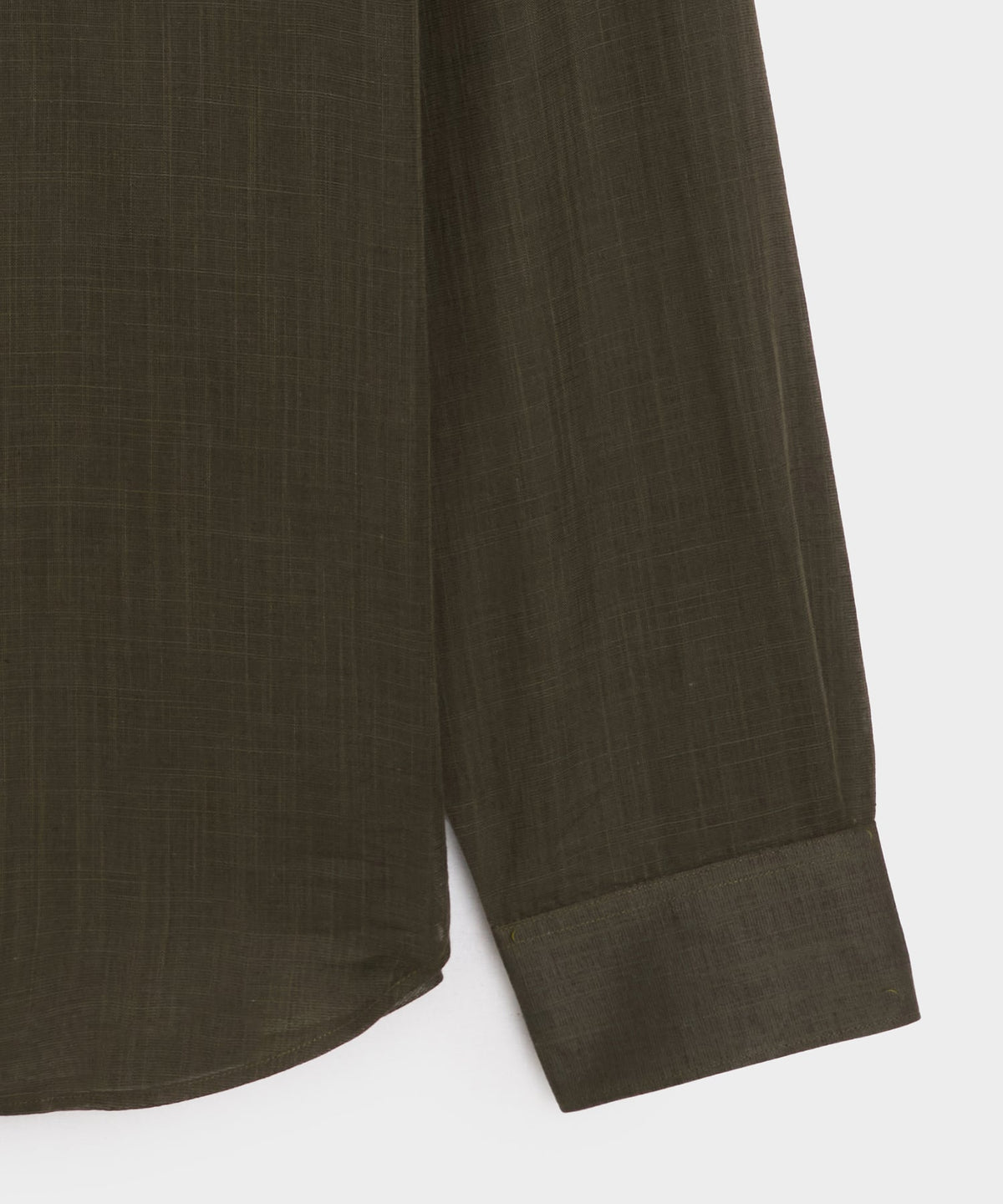 Voile Band Collar Big Shirt - Olive