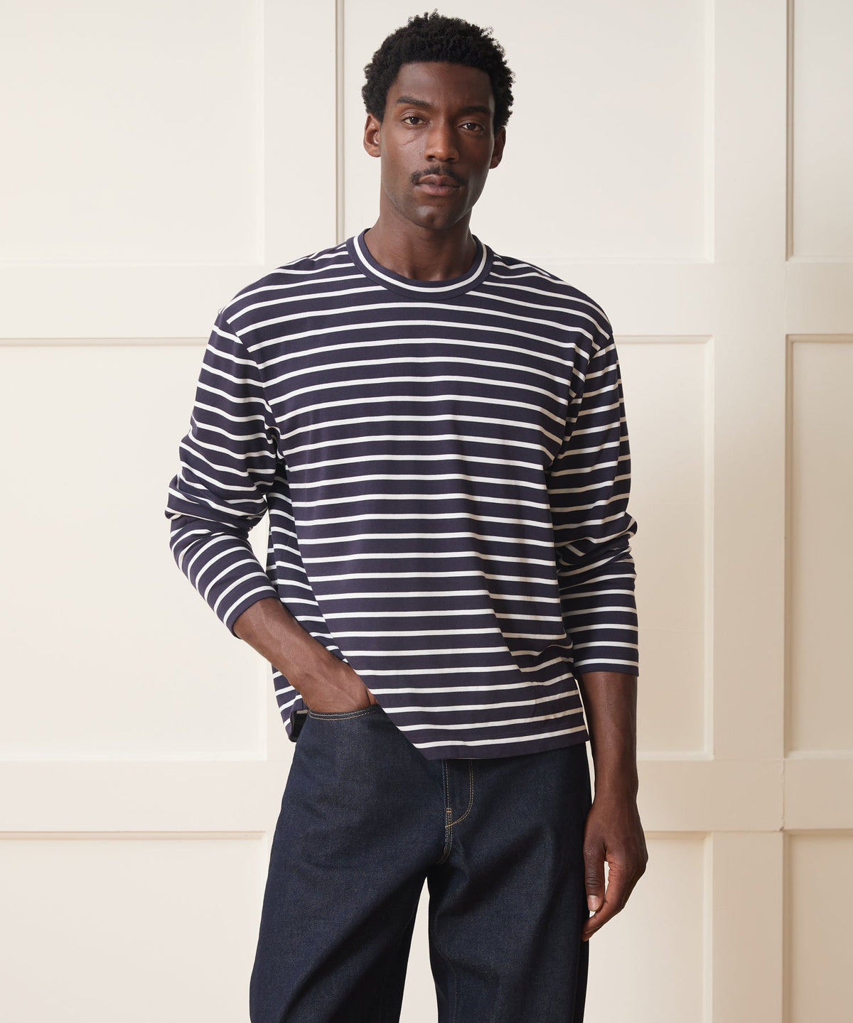 Boxy Jersey Tee - Navy
