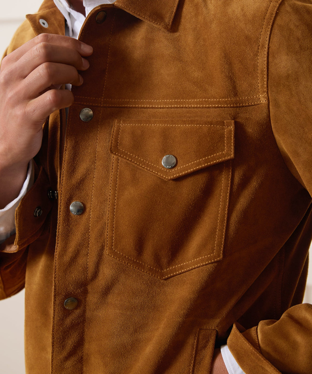 Italian Suede Dylan Jacket - Burnt Caramel