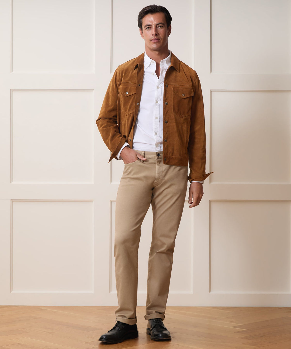 Italian Suede Dylan Jacket - Burnt Caramel