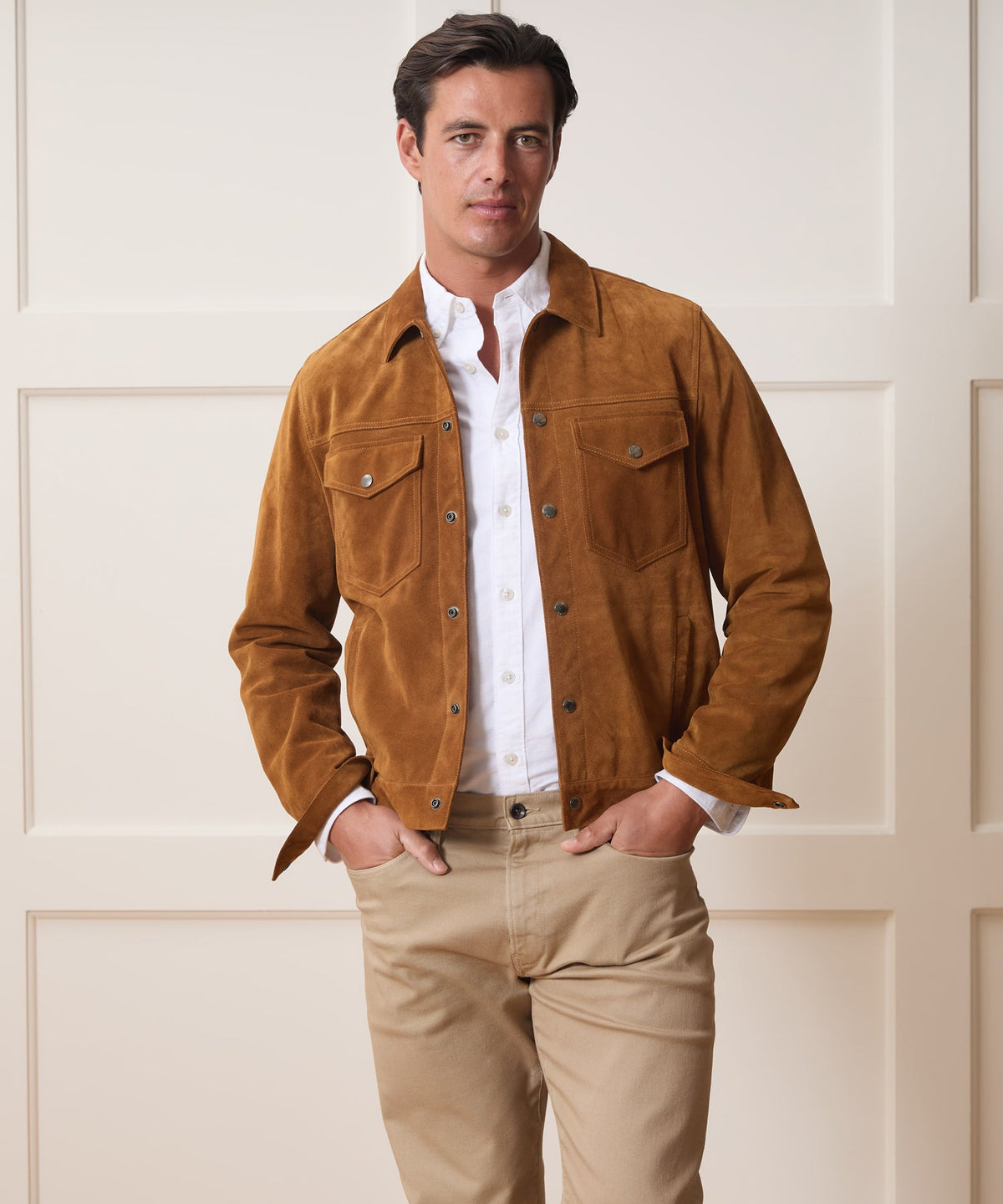 Italian Suede Dylan Jacket - Burnt Caramel