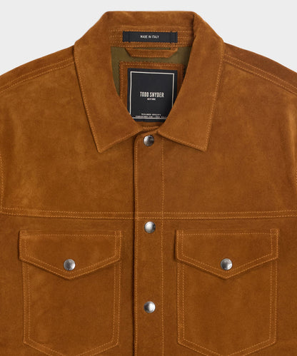 Italian Suede Dylan Jacket - Burnt Caramel
