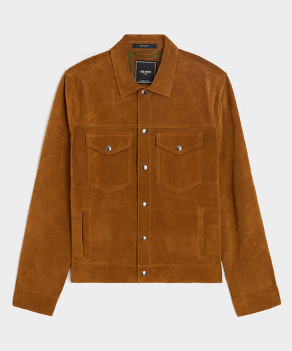 Italian Suede Dylan Jacket - Burnt Caramel