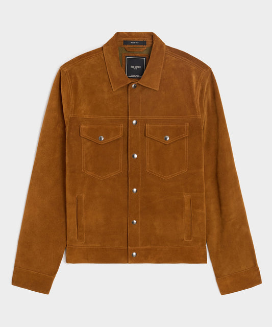 Italian Suede Dylan Jacket - Burnt Caramel