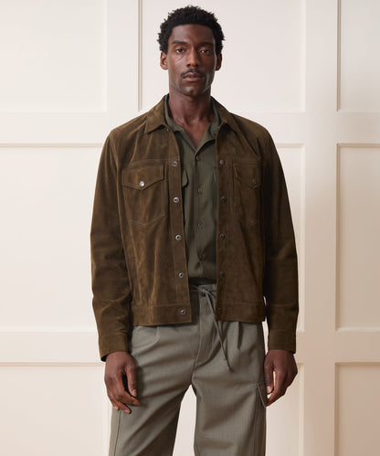 Italian Suede Dylan Jacket - Olive