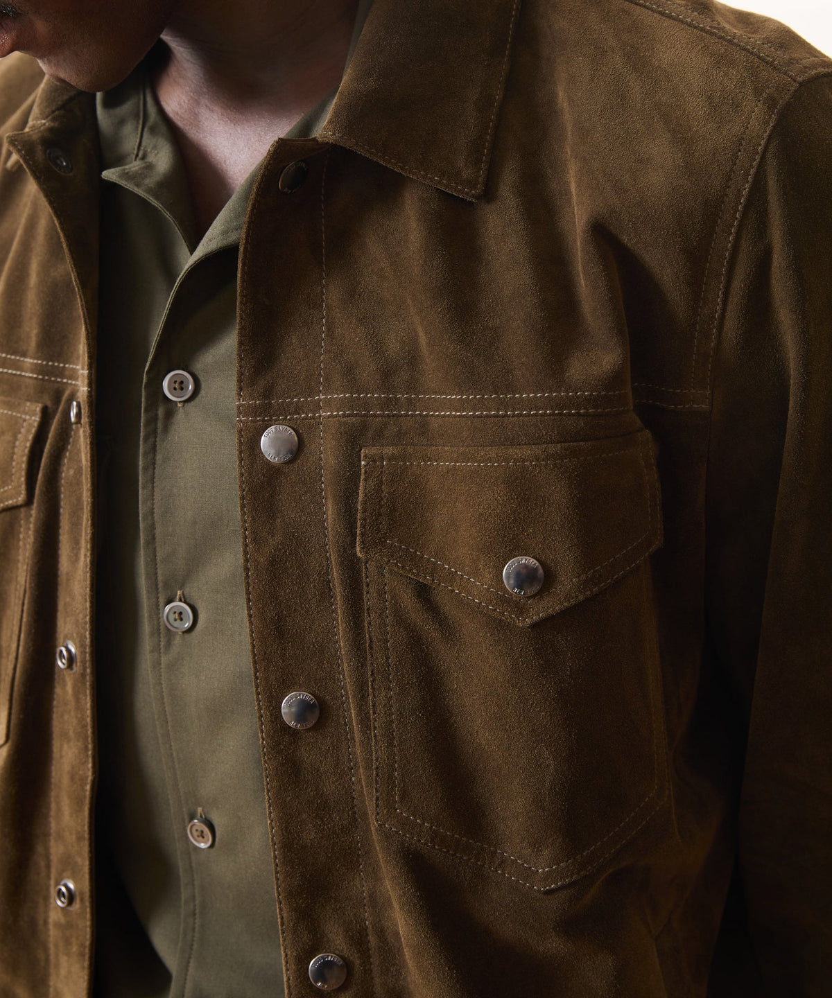 Italian Suede Dylan Jacket - Olive