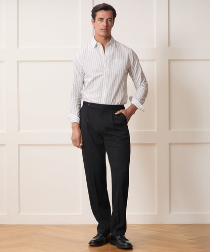 Italian Gabardine Side Tab Trouser - Black