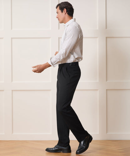Italian Gabardine Side Tab Trouser - Black