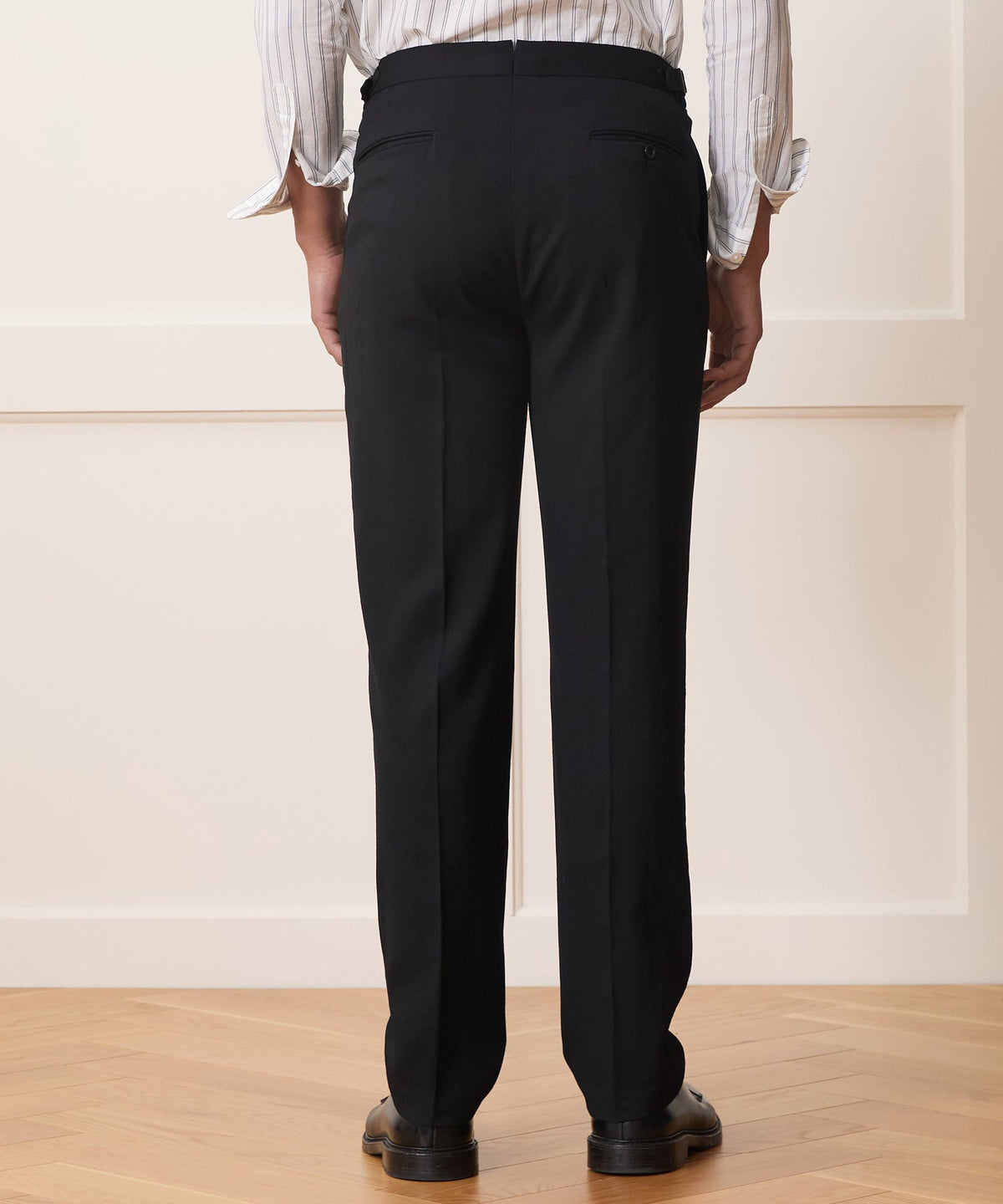 Italian Gabardine Side Tab Trouser - Black