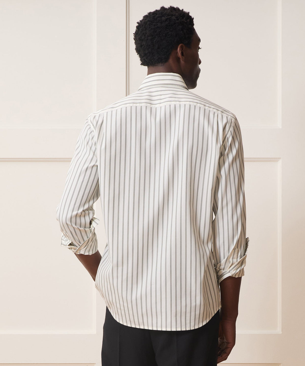 Poplin Long Point Collar Dress Shirt - Cream