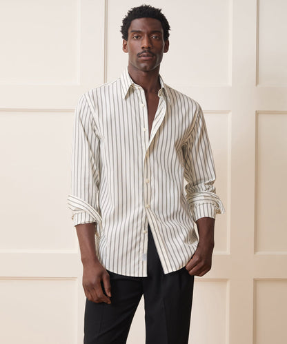Poplin Long Point Collar Dress Shirt - Cream