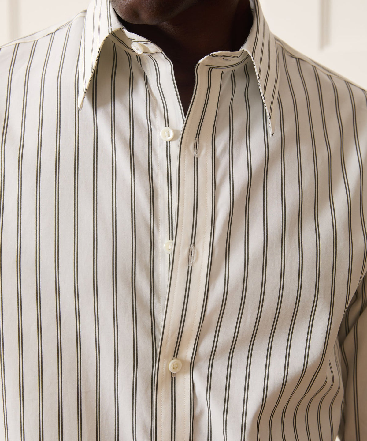 Poplin Long Point Collar Dress Shirt - Cream