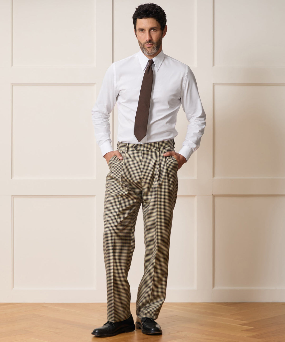 Cotton Poplin Long Point Collar Dress Shirt - White