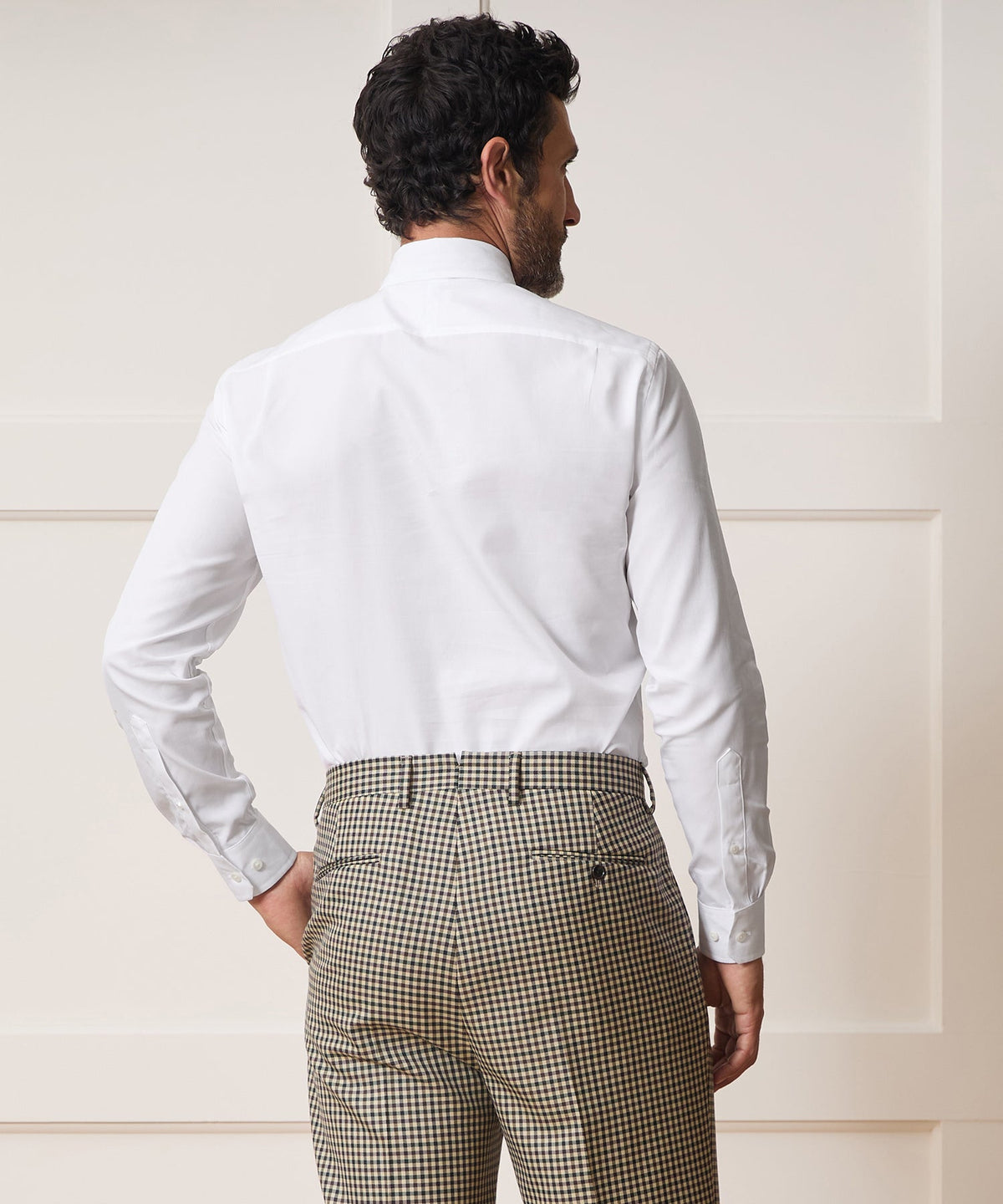 Cotton Poplin Long Point Collar Dress Shirt - White