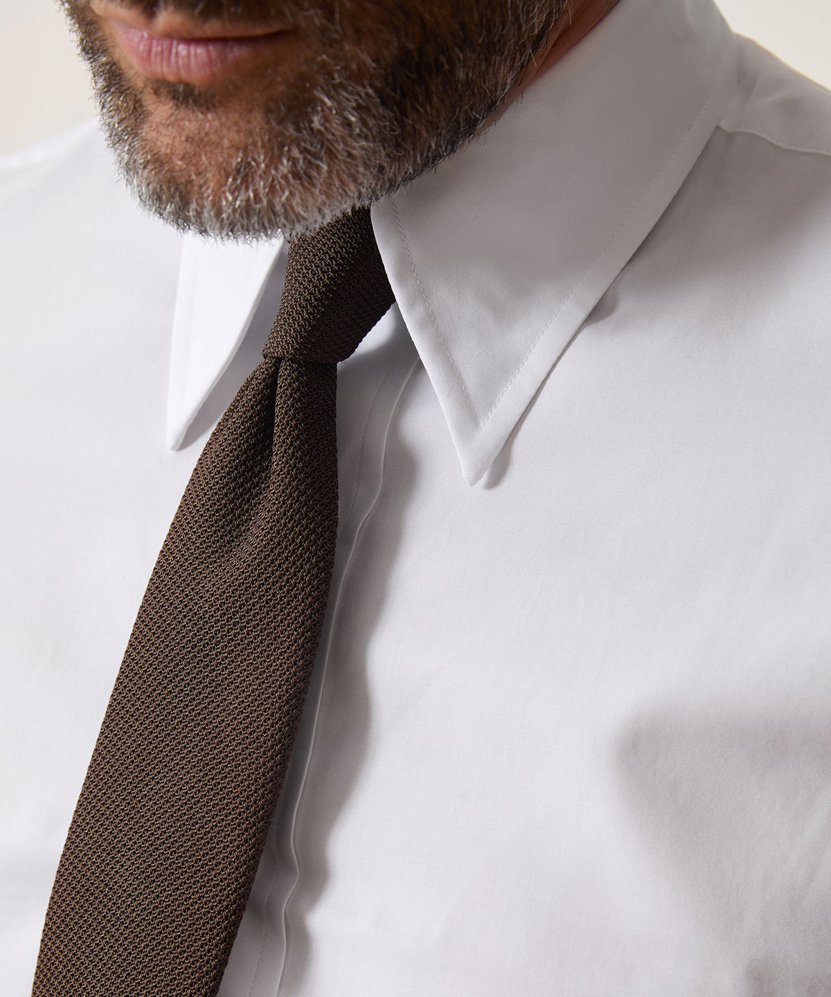 Cotton Poplin Long Point Collar Dress Shirt - White