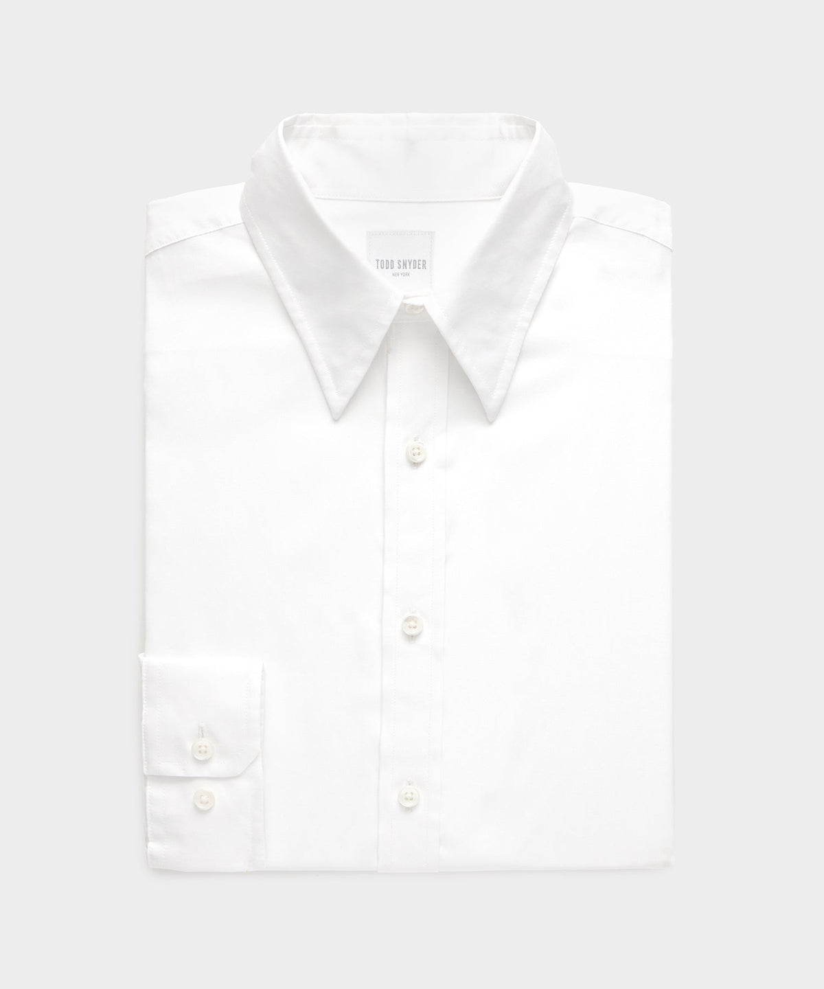 Cotton Poplin Long Point Collar Dress Shirt - White