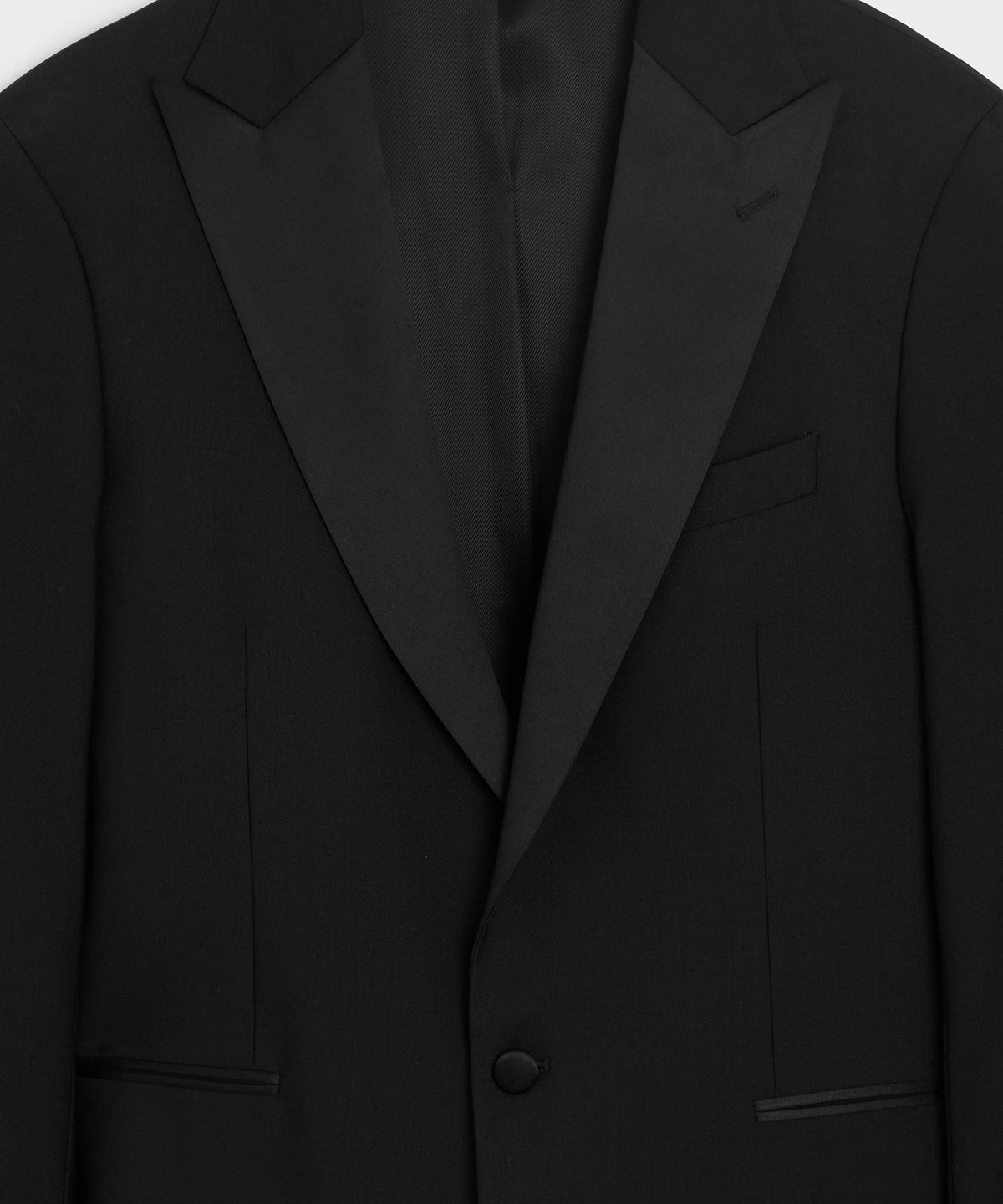 Italian Wool Peak Lapel Tuxedo Jacket - Black