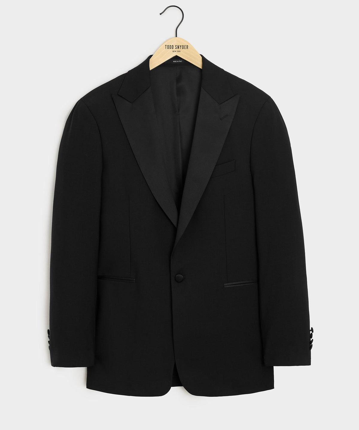 Italian Wool Peak Lapel Tuxedo Jacket - Black