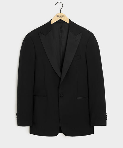 Italian Wool Peak Lapel Tuxedo Jacket - Black