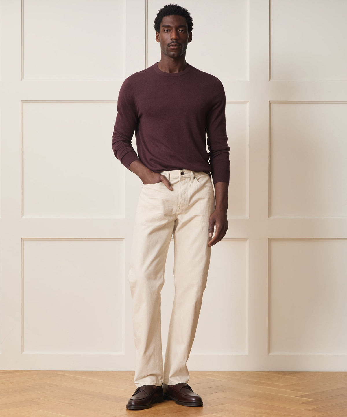 Silk-Cashmere Crewneck Sweater - Raisin