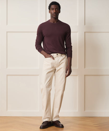 Silk-Cashmere Crewneck Sweater - Raisin