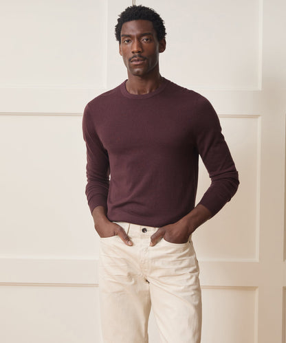Silk-Cashmere Crewneck Sweater - Raisin