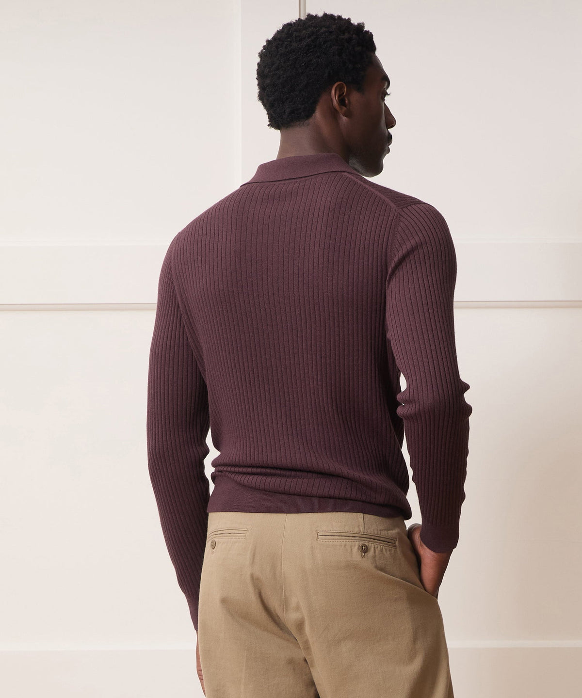 Silk-Cashmere Ribbed Montauk Sweater Polo - Raisin
