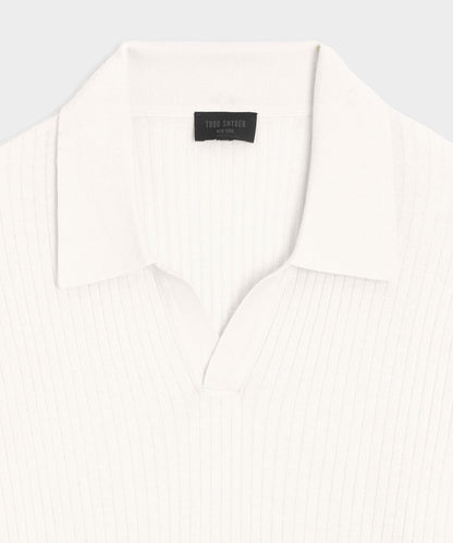 Silk-Cashmere Ribbed Montauk Sweater Polo - Bisque