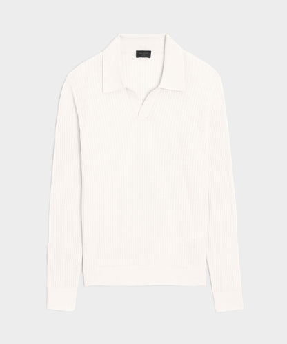 Silk-Cashmere Ribbed Montauk Sweater Polo - Bisque