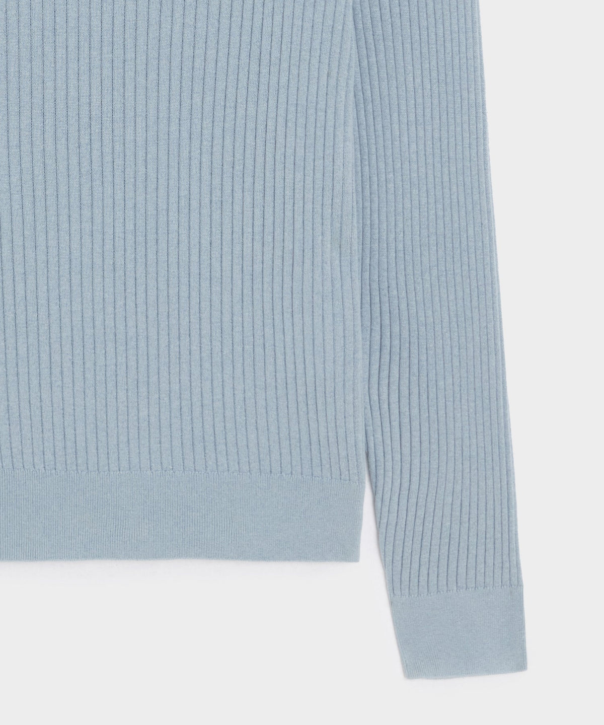 Silk-Cashmere Ribbed Montauk Sweater Polo - Dusty Blue