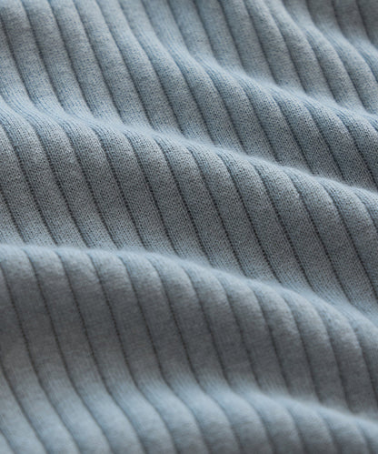 Silk-Cashmere Ribbed Montauk Sweater Polo - Dusty Blue