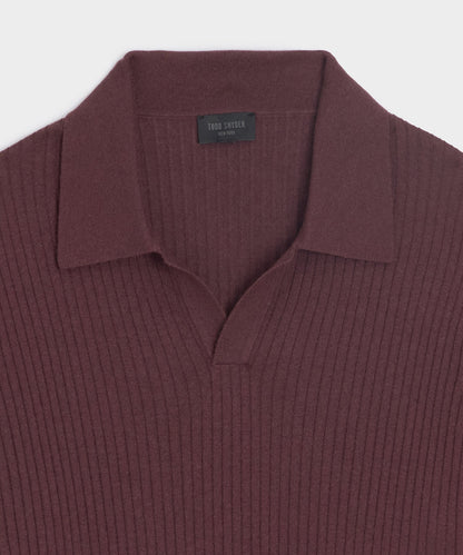 Silk-Cashmere Ribbed Montauk Sweater Polo - Raisin