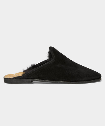 Sabah Baba Suede Shearling Slide - Black