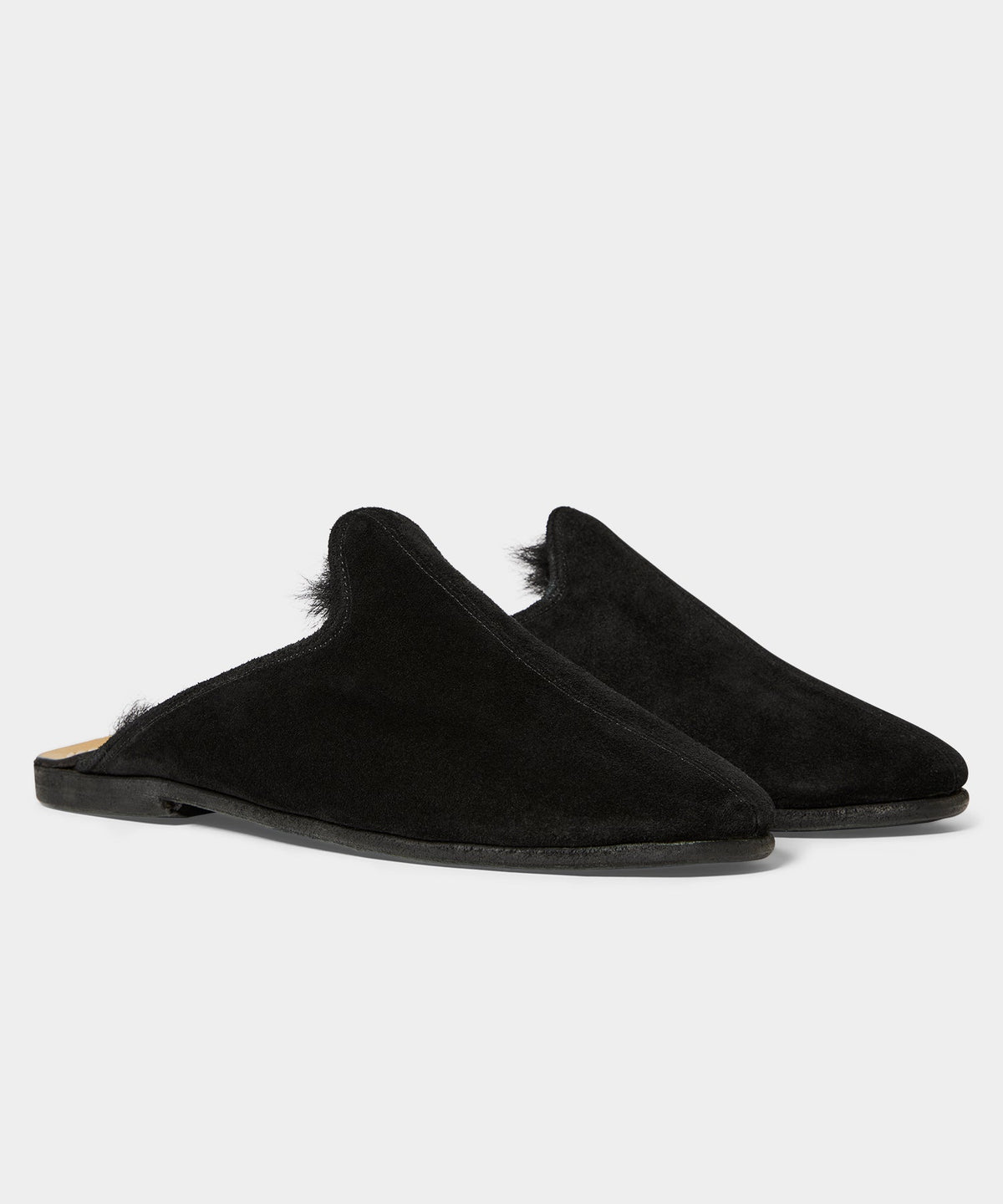 Sabah Baba Suede Shearling Slide - Black